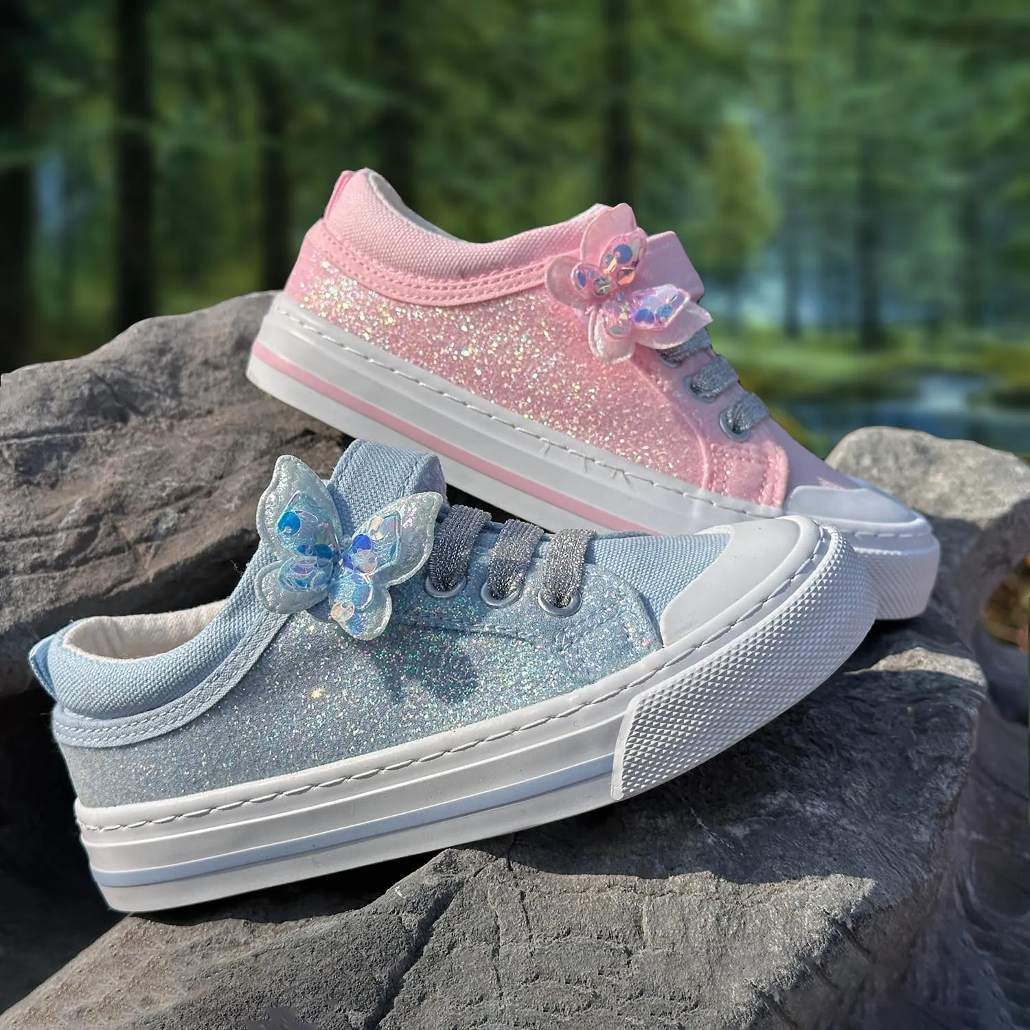 ToandonToddler Kids Sneakers Sparkle Fashion Glitter Sequins Canvas Shoes