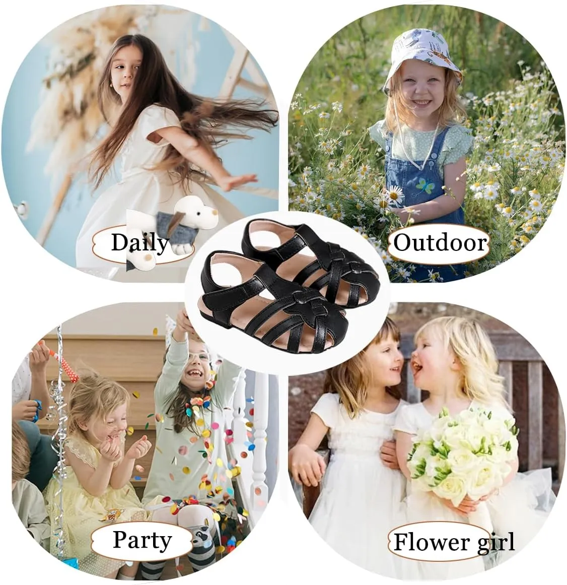 Toddler Girls Sandals Closed Toe Dress Flat Shoes Summer Sandals for Baby Little Kids Girl