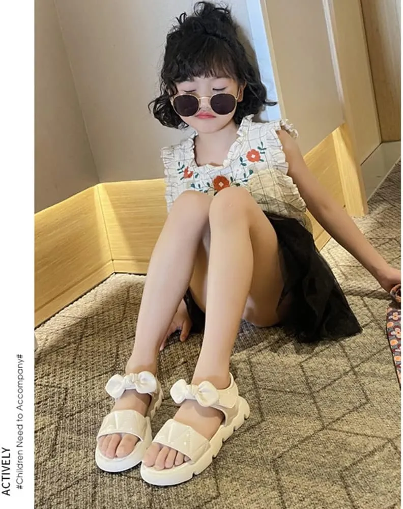 Toddler Little Big Kids Baby Girls Sandals Summer Bling Bowknot Princess Dress Beach Sandal Shoes Open-Toe Soft Sole Anti-Slip Flat