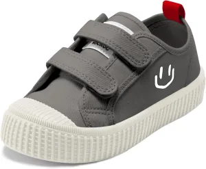 Toddler Shoes for Boys & Girls, Canvas Dual Hook and Loops Sneakers with Candy-Colored Sole