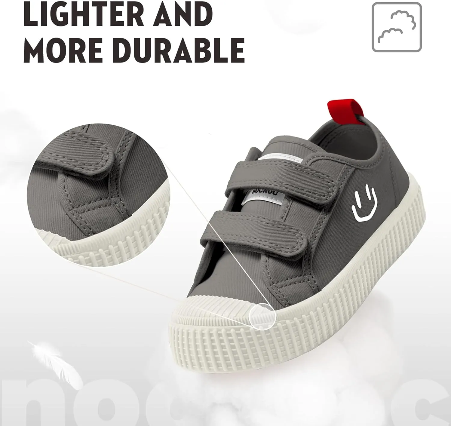 Toddler Shoes for Boys & Girls, Canvas Dual Hook and Loops Sneakers with Candy-Colored Sole