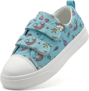Toddler Shoes for Boys and Girls Kids Comfortable Breathable Non-Slip Canvas Sneakers with Dual Hook and Loops