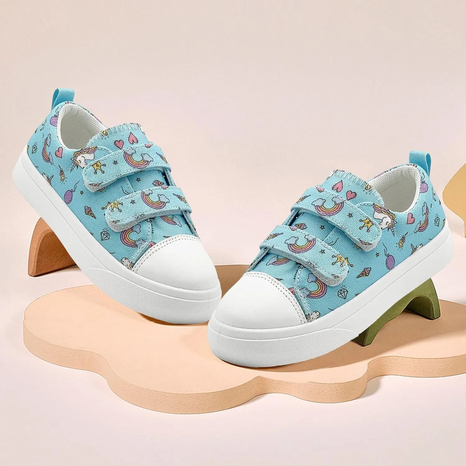 Toddler Shoes for Boys and Girls Kids Comfortable Breathable Non-Slip Canvas Sneakers with Dual Hook and Loops