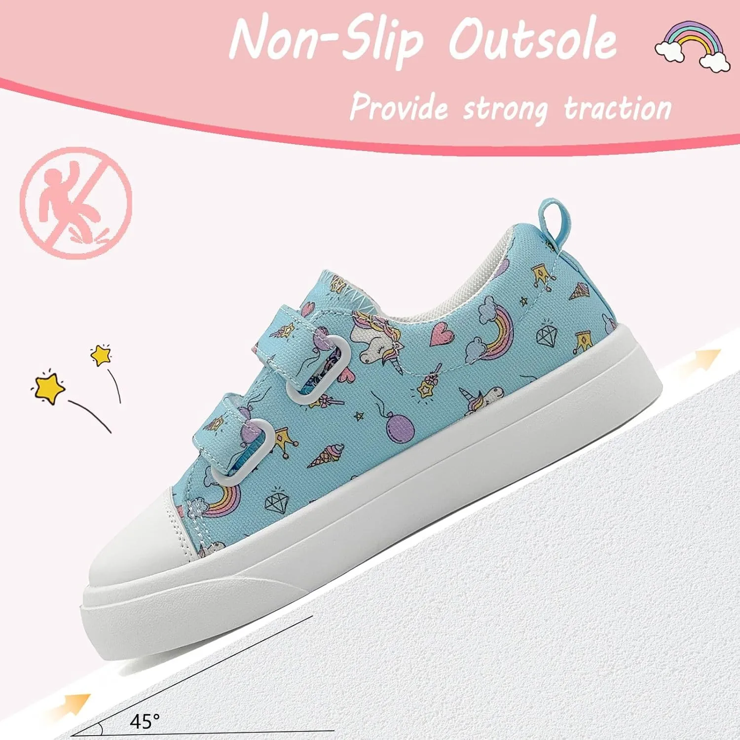 Toddler Shoes for Boys and Girls Kids Comfortable Breathable Non-Slip Canvas Sneakers with Dual Hook and Loops