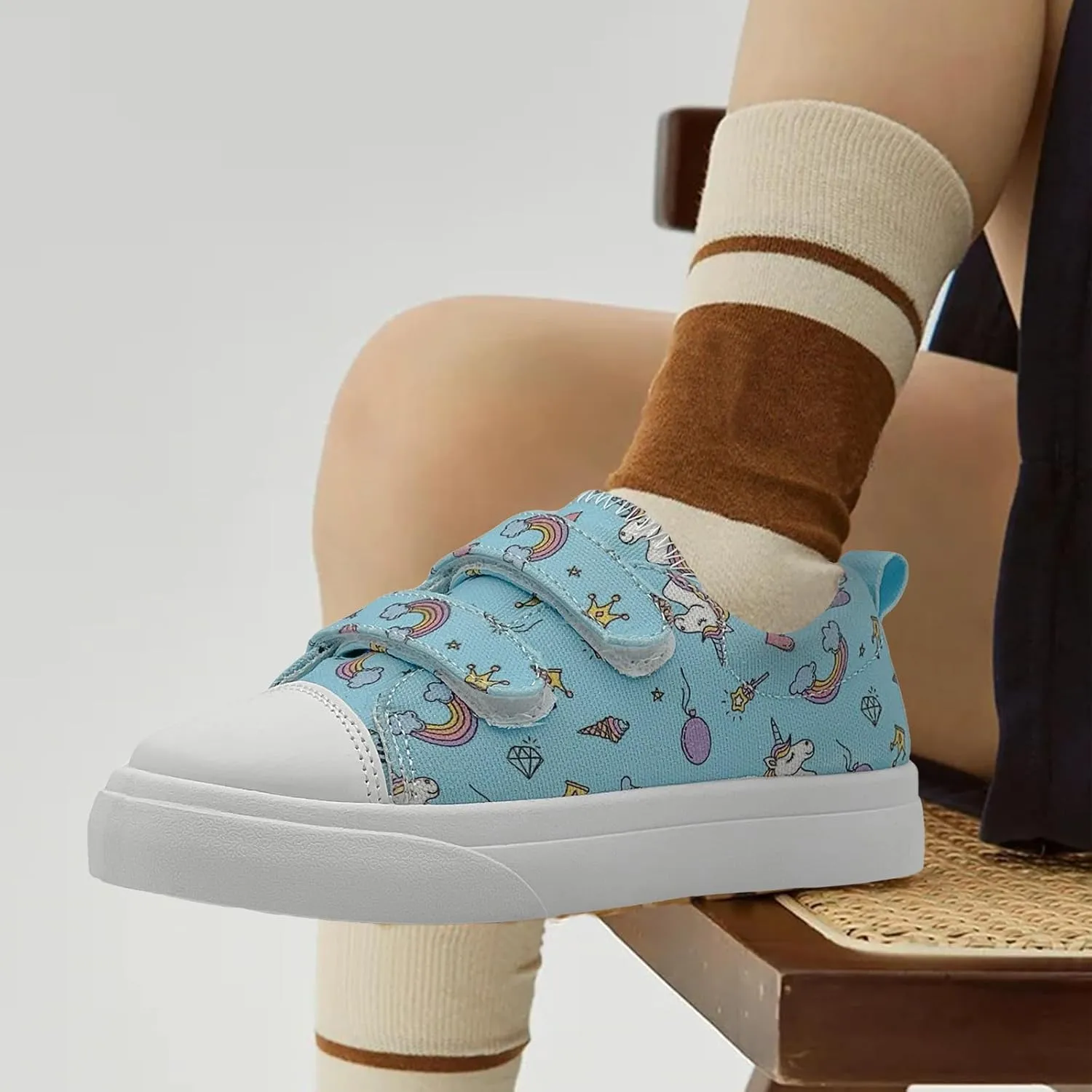 Toddler Shoes for Boys and Girls Kids Comfortable Breathable Non-Slip Canvas Sneakers with Dual Hook and Loops