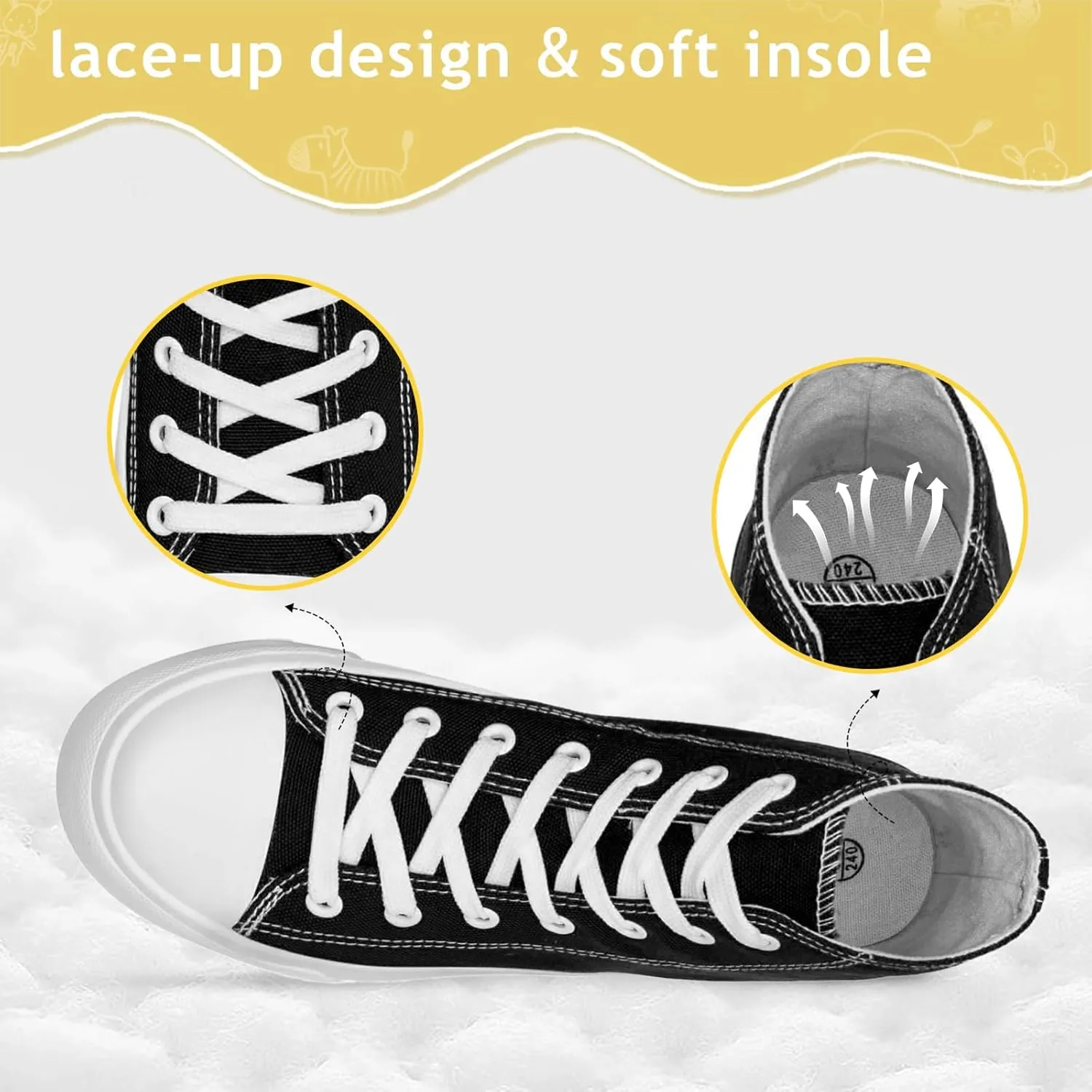 Toddler Sneakers for Girls Boys High Top Kids Lace Up Canvas Fashion Shoes Comfortable Classic Casual Running Walking Shoe
