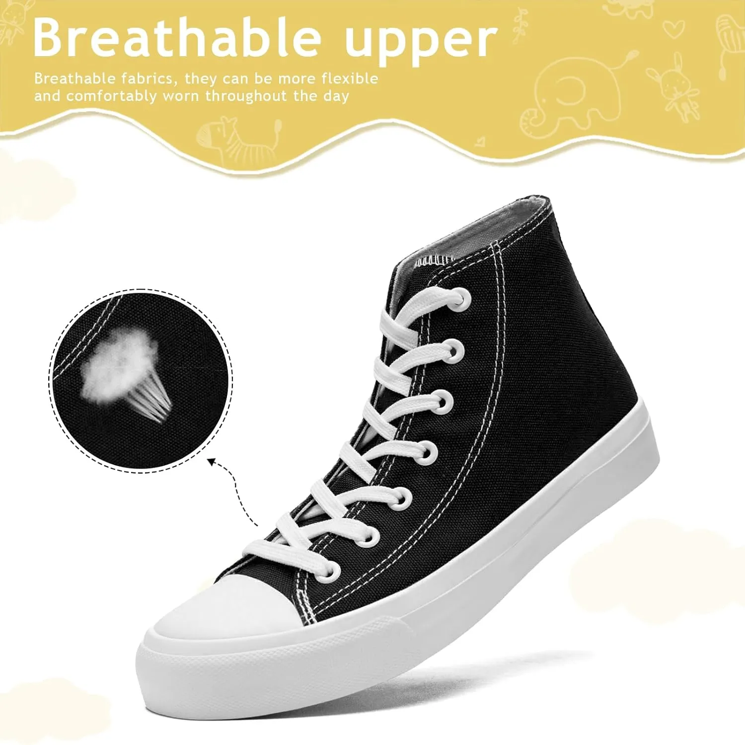 Toddler Sneakers for Girls Boys High Top Kids Lace Up Canvas Fashion Shoes Comfortable Classic Casual Running Walking Shoe