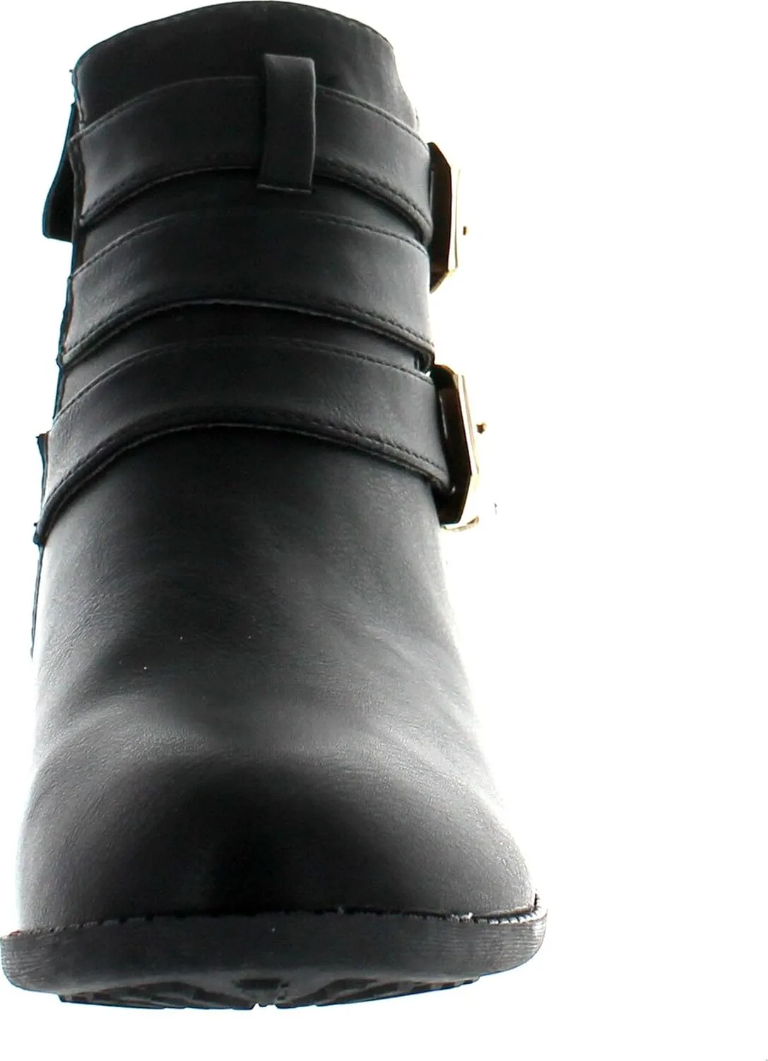 TOP Moda Cl-14 Women's Buckle Straps Stacked Low Heel Ankle Booties