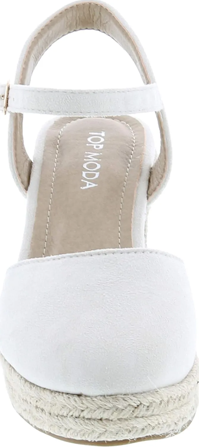 TOP Moda Wishing-5 Women's Closed Toe Buckle Strap Espedrilles Sandals