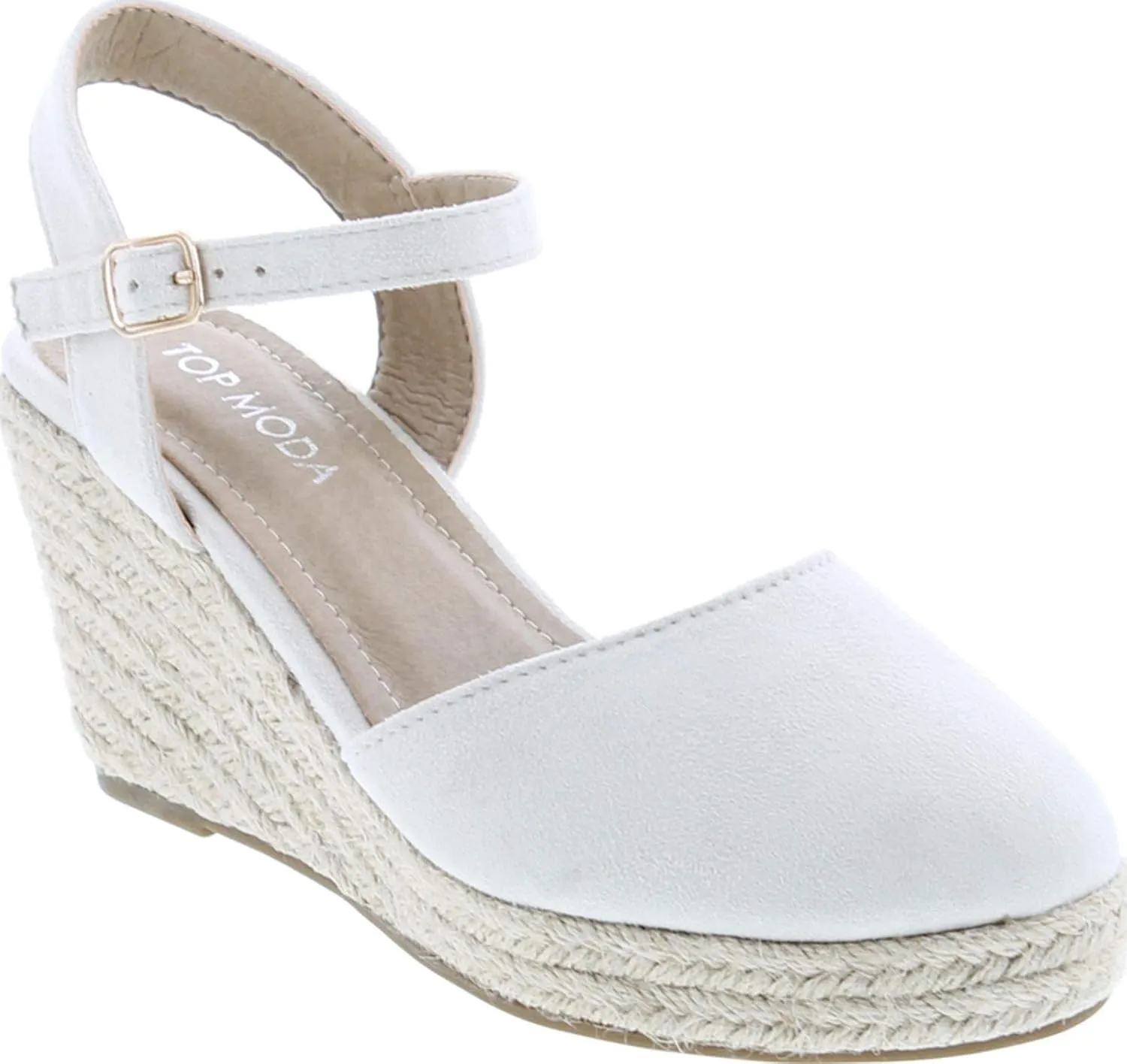 TOP Moda Wishing-5 Women's Closed Toe Buckle Strap Espedrilles Sandals