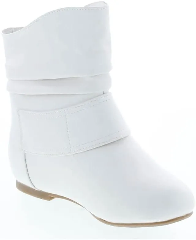 TOP Moda Women's Ankle Booties Buckle Mid Calf Buckle Slouch Flat Heel Strap Fashion Shoes