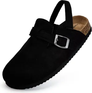 Torotto Toddler Suede Clogs Cork Footbed Kids Clogs with Arch Support & Adjustable Straps for Boys Girls Indoor & Outdoor
