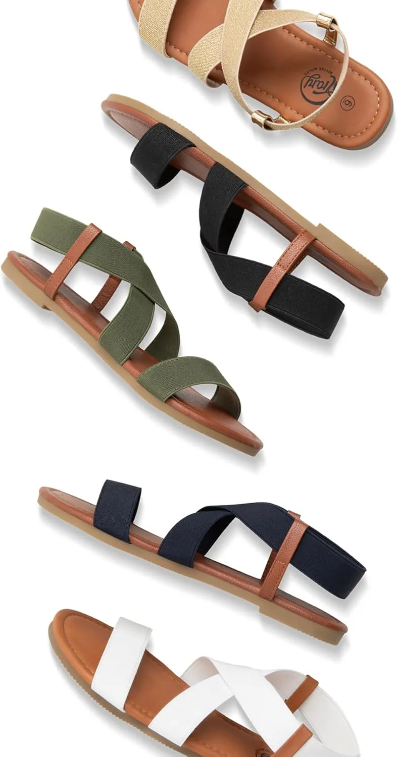 Trary Women's Dressy Summer Sandals, Elastic, Cute, Open Toe, Wide, Sandalias Para Mujer