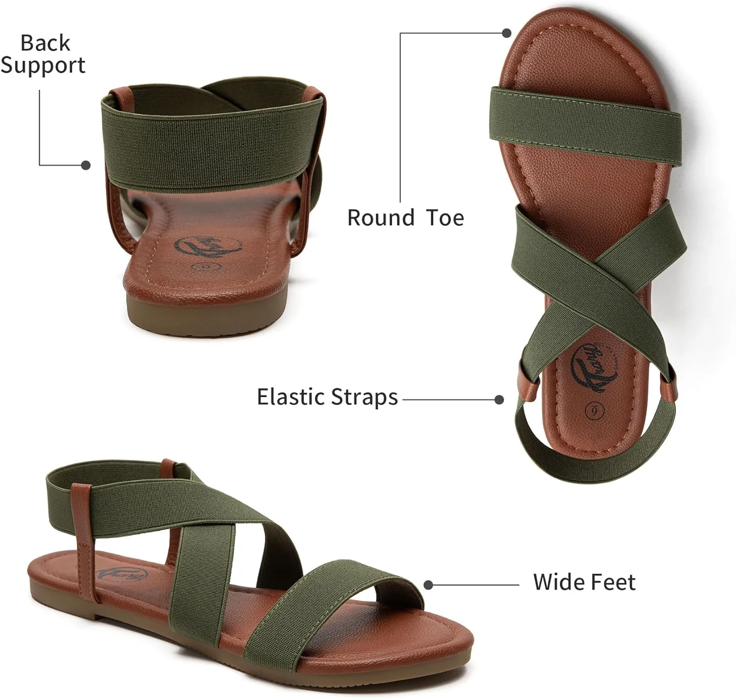 Trary Women's Dressy Summer Sandals, Elastic, Cute, Open Toe, Wide, Sandalias Para Mujer