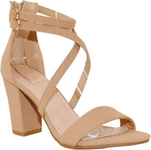 TRENDSUP Women's Open Toe Ankle Strap High Chunky Heel Sandals