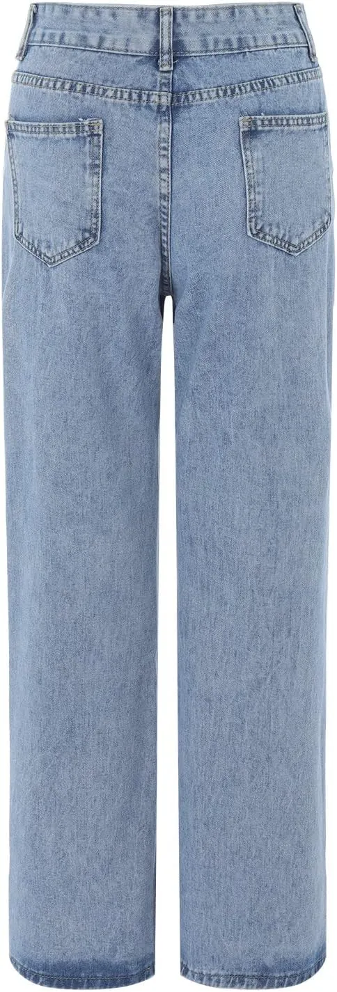Trouser Jeans for Women High Waisted Clothes Vintage Denim Straight Leg Black Jeans Womens High Waisted