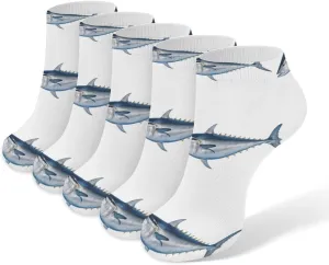 Tuna Thunnus Ankle Socks for Men & Women, 5 Pairs Breathable Soft Low Cut Socks, Stretch Sweat Wicking Sox
