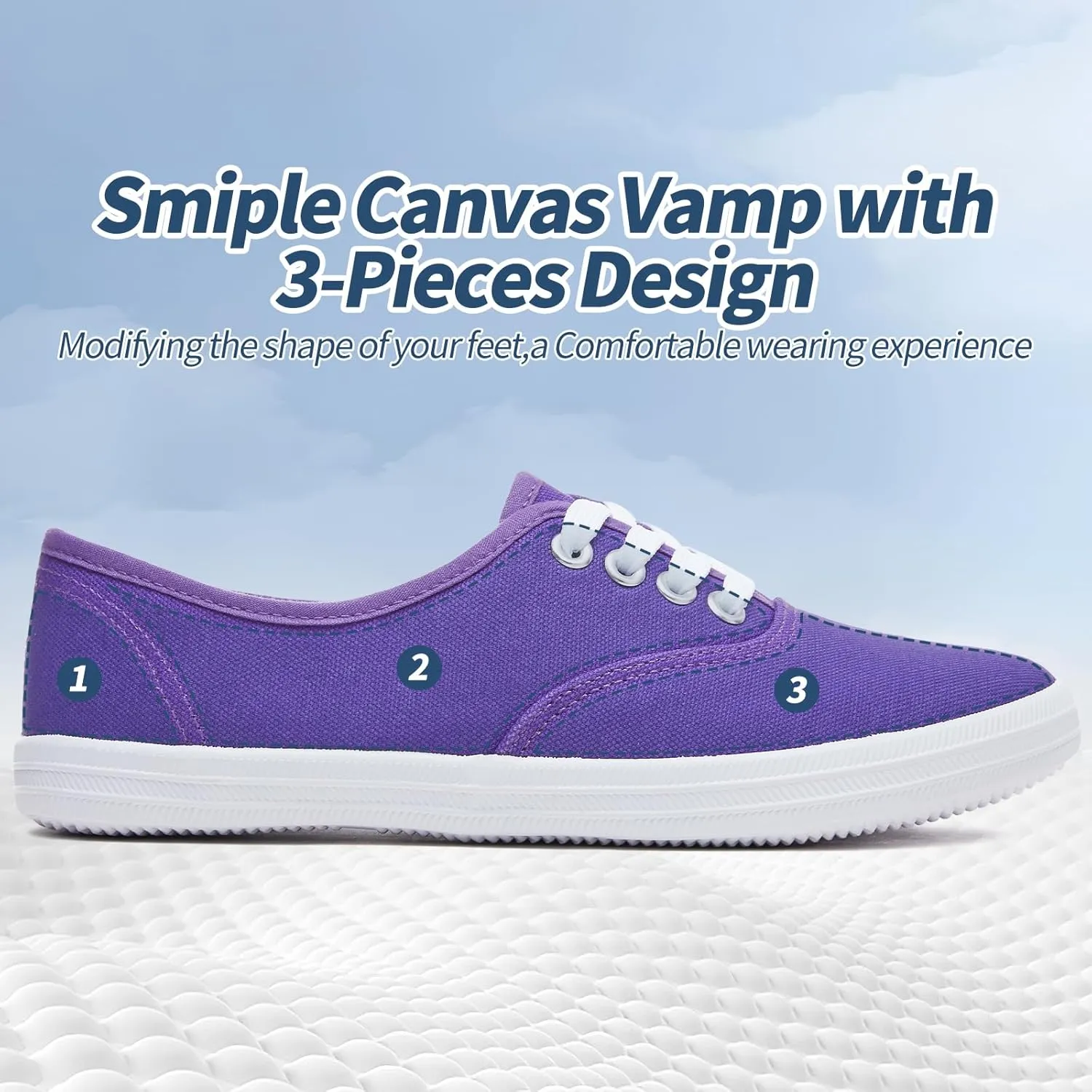 TUOPIN Womens White Canvas Sneakers Low Top Lace-up Canvas Shoes Lightweight Casual Tennis Shoes