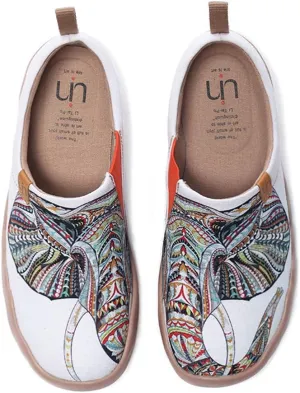 UIN Women's Men Unisex Elephant Painted Canvas Slip-On Fashion Ladies Travel Shoes (4.5)