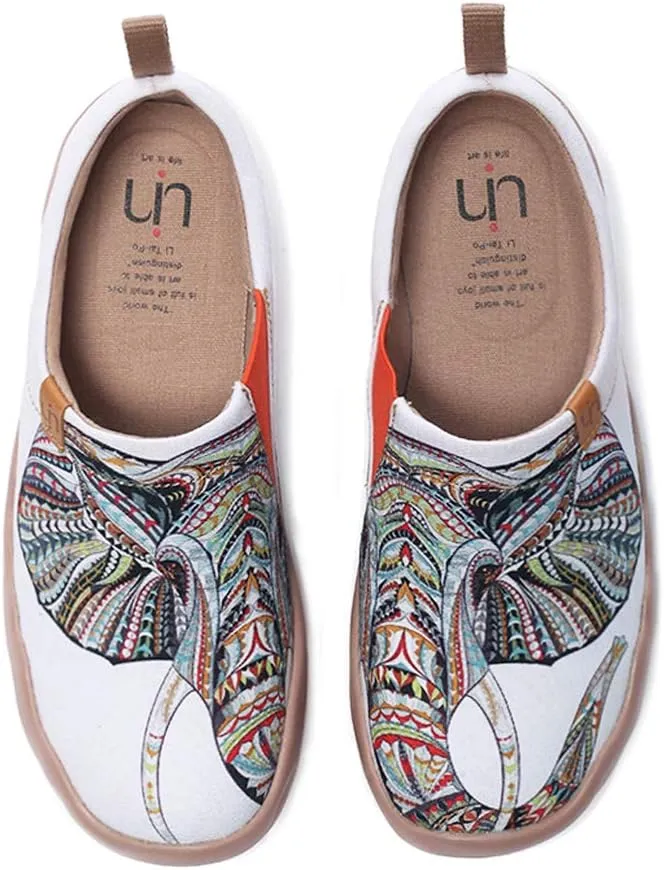 UIN Women's Men Unisex Elephant Painted Canvas Slip-On Fashion Ladies Travel Shoes (4.5)