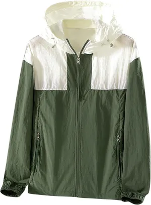 Unisex Jackets for Women Splicing Long Sleeve UPF 50  UV Sun Protection Jacket Outdoor Hiking Shirt with Zip Pockets