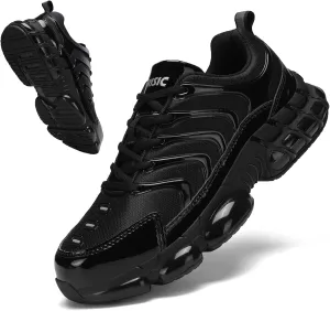 Unisex Steel Toe Shoes, Composite Toe, Anti-Smashing, Anti-Puncture, Lightweight, Breathable, Air Cushion, Non Slip, Work Shoes, Black, US Women's Size