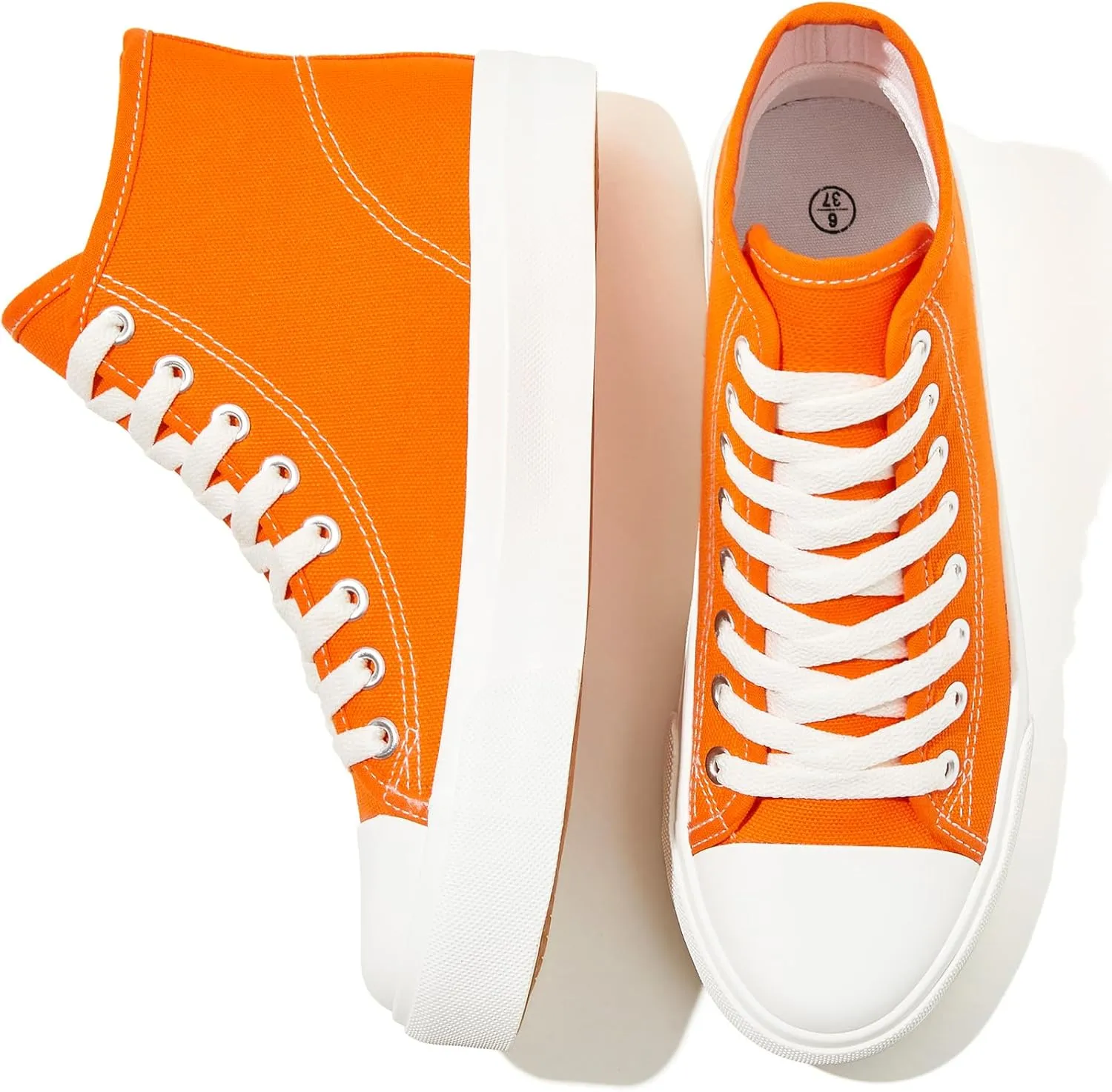Uoidru High Top Sneakers for Women Canvas Shoes White Canvas High Tops Women Casual Shoes Lace Up Fashion Sneakers