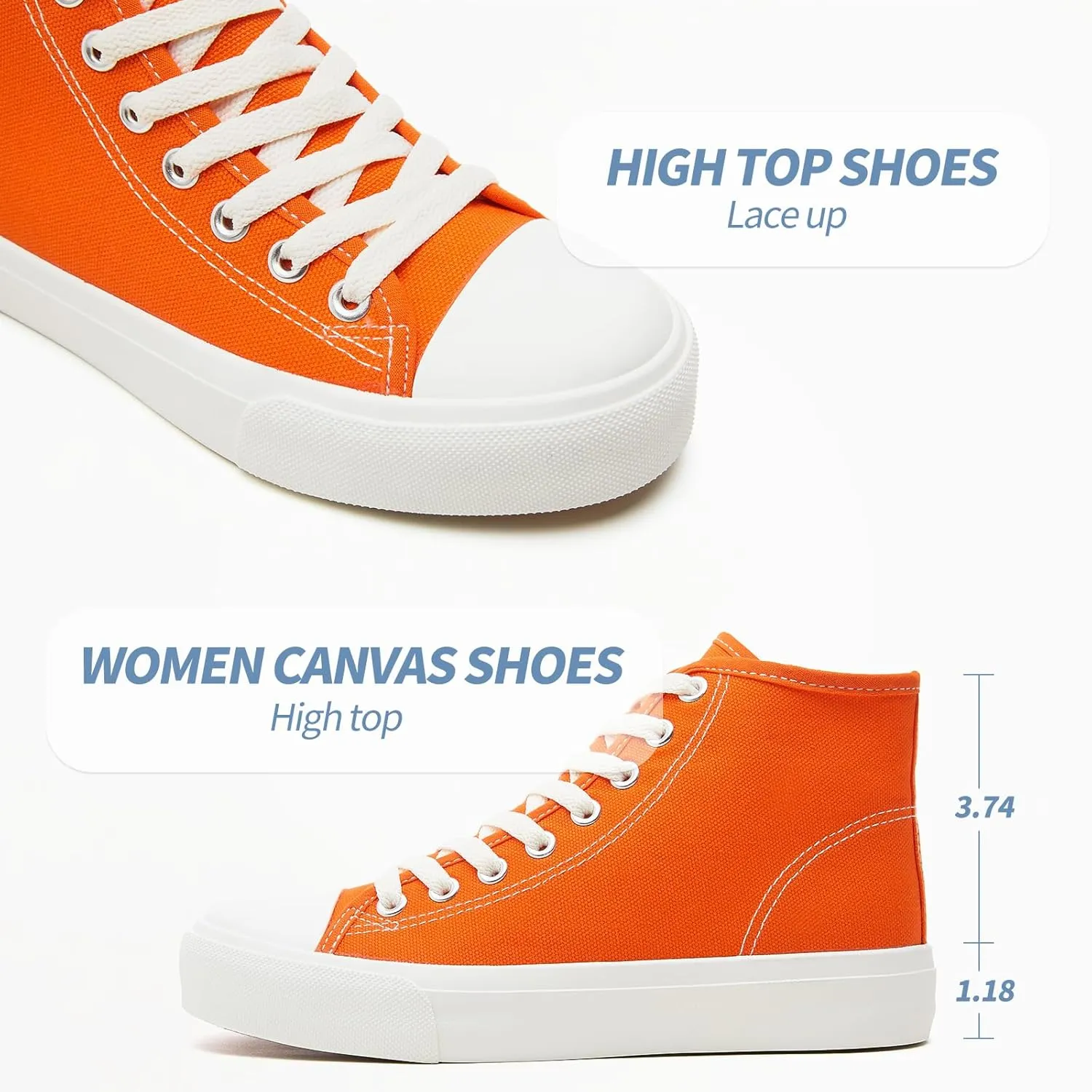 Uoidru High Top Sneakers for Women Canvas Shoes White Canvas High Tops Women Casual Shoes Lace Up Fashion Sneakers