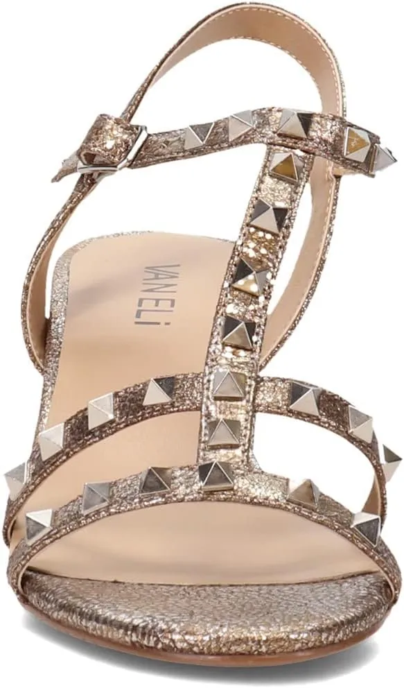 VANELi Womens Midge Studded Slingback Dress Sandals Mid Heel 2-3" - Beige