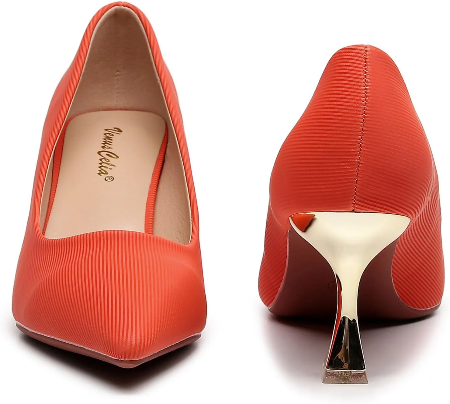 VenusCelia Women's Golden-Sun Pump Stiletto Heel Shoe