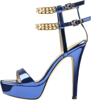 VERISSON Women's Stiletto Sandals Platform High Heeled Ankle-wrap Open Toe Buckle Sandals Party Dressing