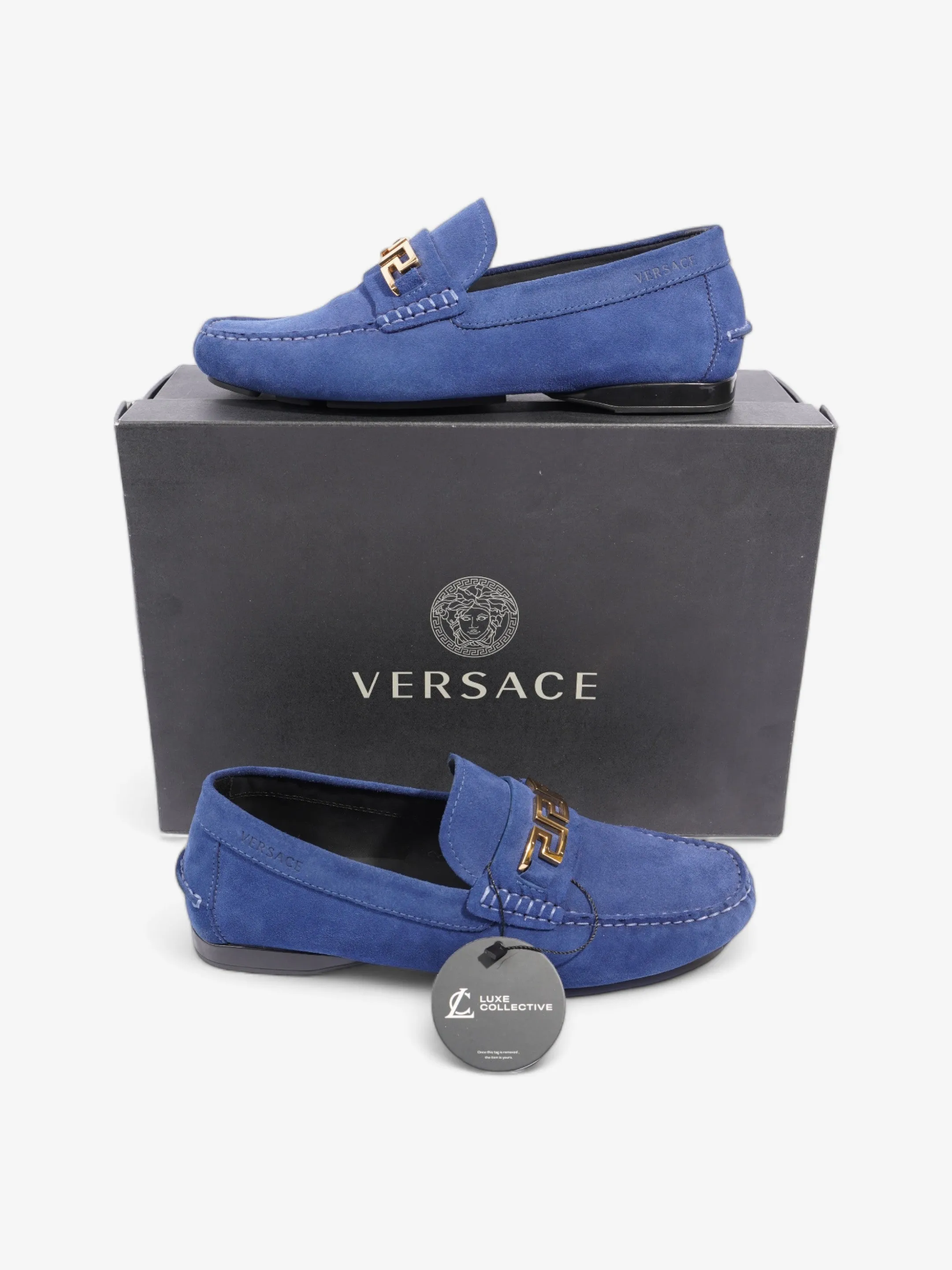Versace Driver Loafers Navy Blue Suede EU 41 UK 8