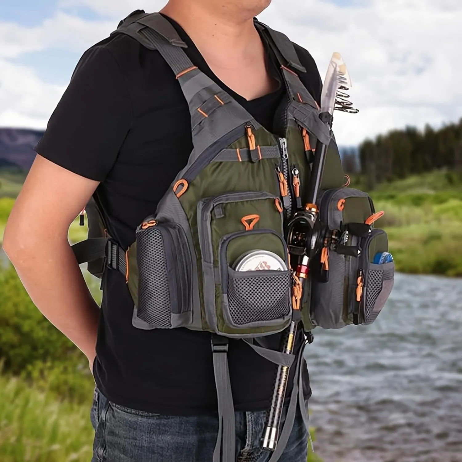 Versatile Multi-Pocket Fishing Vest with Detachable Backpack - Breathable, Boat Fly Fishing - Fits Most 90-180 lbs