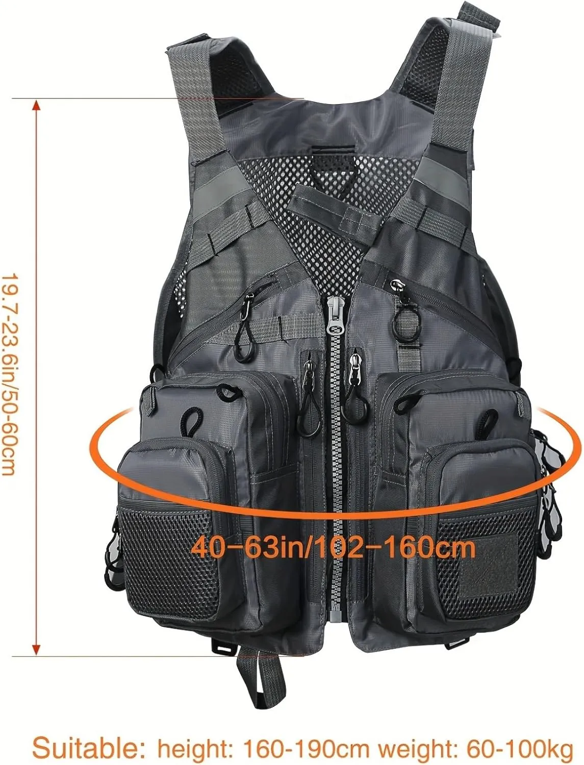 Versatile Multi-Pocket Fishing Vest with Detachable Backpack - Breathable, Boat Fly Fishing - Fits Most 90-180 lbs