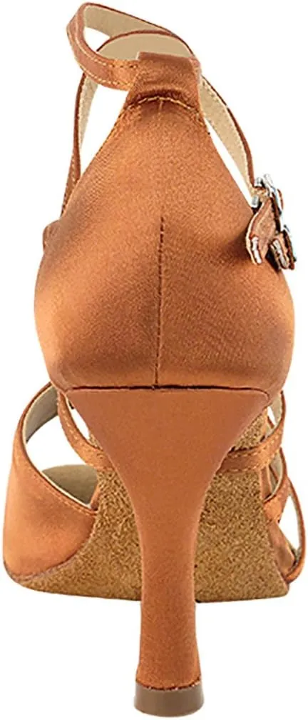 Very Fine Dance Shoes - Ladies Latin, Rhythm, Salsa, Waltz Ballroom Dance Shoes - SERA1662B - 3-inch Heel and Foldable Brush Bundle