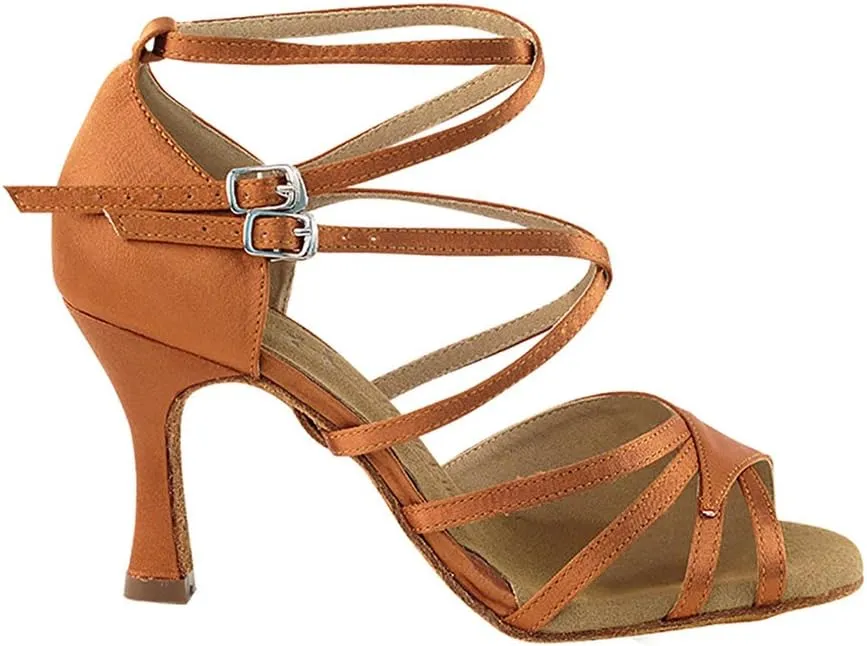 Very Fine Dance Shoes - Ladies Latin, Rhythm, Salsa, Waltz Ballroom Dance Shoes - SERA1662B - 3-inch Heel and Foldable Brush Bundle
