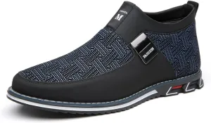 Veslexth Men Mid Top Shoes Casual Slip On Loafers Durable Fashion Boots Male Dress Sneakers