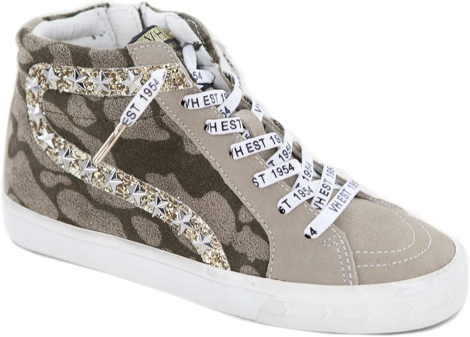 Vintage Havana Womens Emery Leopard Perforated Slip On Sneakers Shoes Casual - Off White