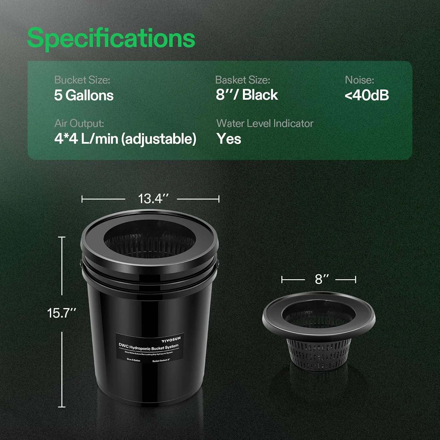 VIVOSUN DWC Hydroponics Grow System with Top Drip Kit, 5-Gallon Deep Water Culture, Recirculating Drip Garden System with Multi-Purpose Air Hose, Air Pump, and Air Stone (2 Buckets   Top Drip Kit)