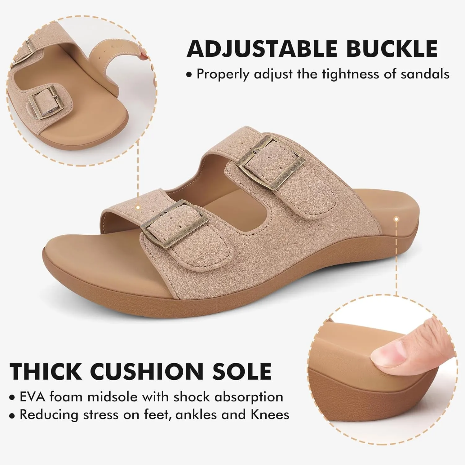 V.Step Orthopedic Slide Sandals with Arch Support Man Women Orthopedic Slippers for Plantar Fasciitis, Orthotic Slippers Sandals with Adjustable Buckle Strap Foot Pain Relief Indoor and Outdoor
