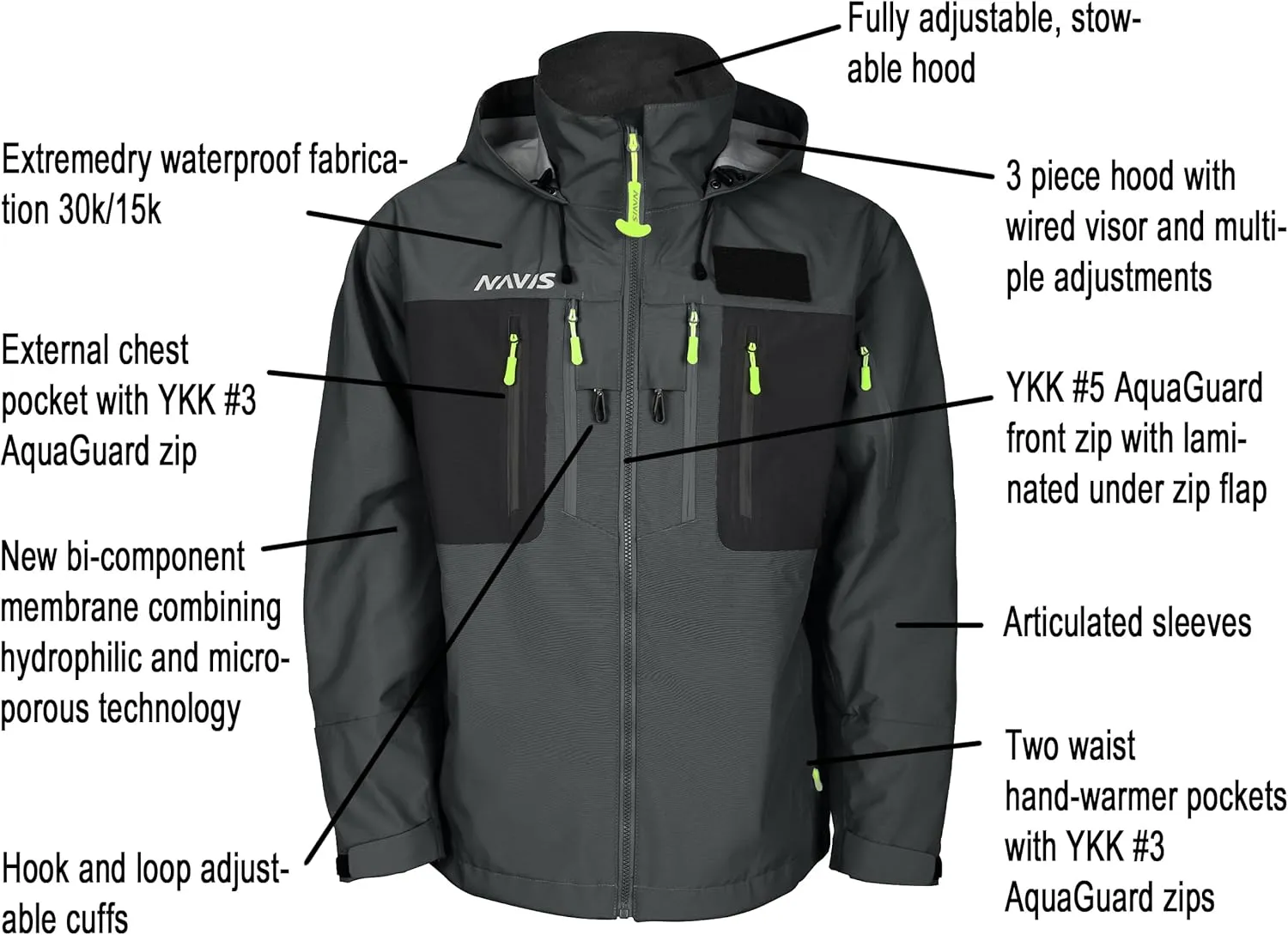 Wading Jacket-PRO Waterproof Waders Breathable 3-Layer Hard Shell for Fishing