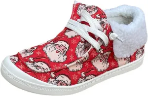 Walking Shoes Women Christmas Fleece Flat Bottom Warm Woolen Slip On Sneakers Women Sports Running Shoes Causal Travel womens loafers