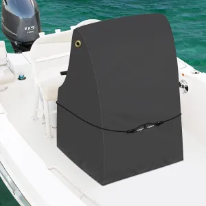 Waterproof Marine-Grade Boat Console Cover - Heavy Duty, Windproof Elastic Strap - Black, 24" L x 36" W x 42" H