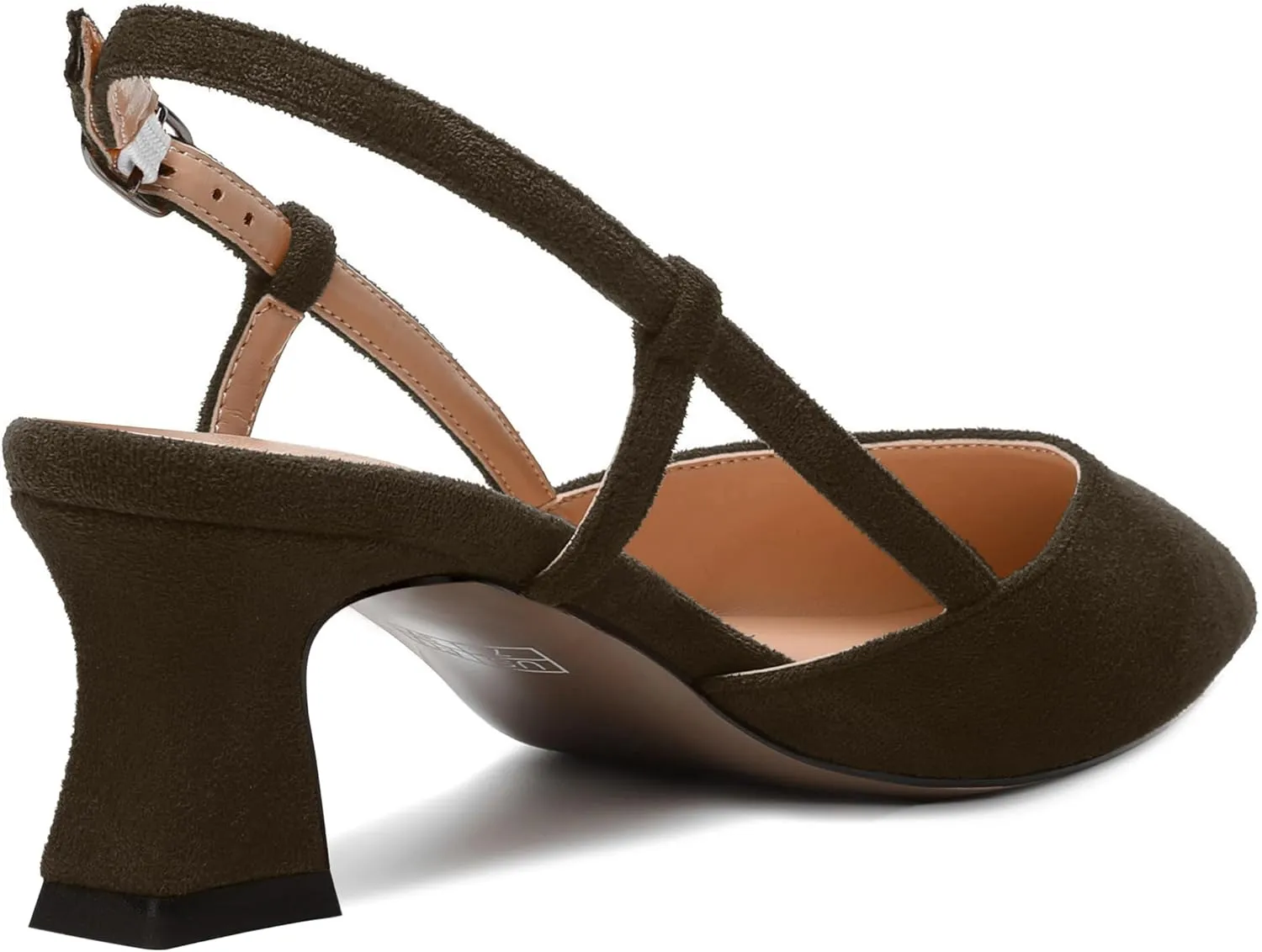 WAYDERNS Womens Slim Adjustable Strap Buckle Suede Pointed Toe Business Formal Kitten Low Heel Pumps Shoes 2 Inch