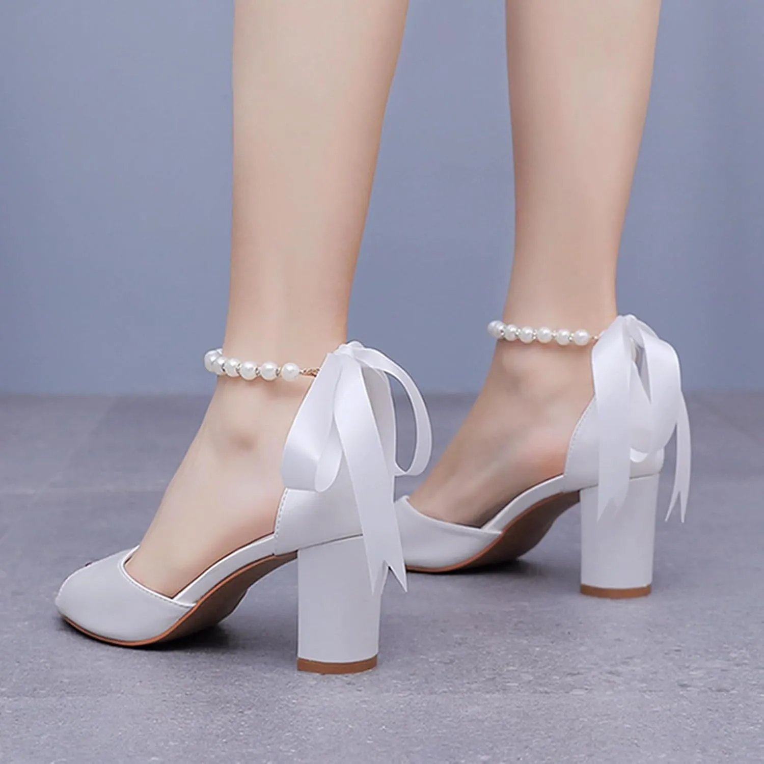 Wedding Shoes Women Satin Peep Toe Bridal Heels Wedding Heeled Sandals 7Cm