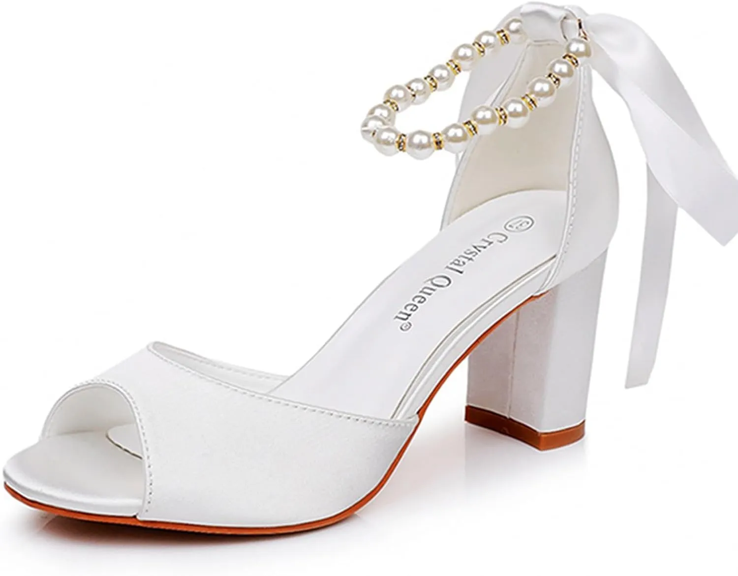 Wedding Shoes Women Satin Peep Toe Bridal Heels Wedding Heeled Sandals 7Cm
