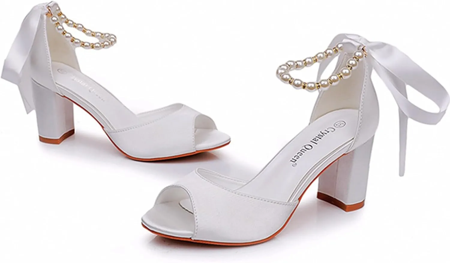 Wedding Shoes Women Satin Peep Toe Bridal Heels Wedding Heeled Sandals 7Cm