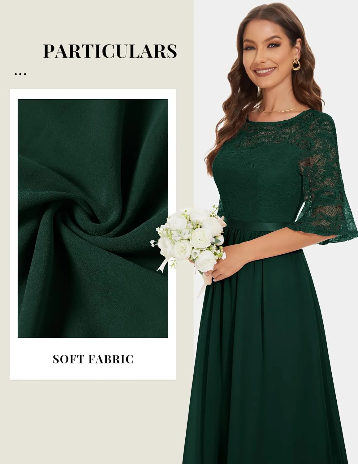 Wedtrend Women's Formal Dresses 2025 Wedding Guest Dress Bell Sleeve Bridesmaid Dresses Maxi Evening Dress