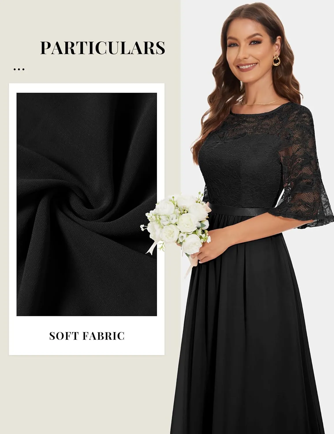 Wedtrend Women's Formal Dresses 2025 Wedding Guest Dress Bell Sleeve Bridesmaid Dresses Maxi Evening Dress