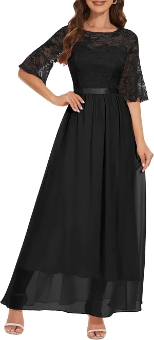 Wedtrend Women's Formal Dresses 2025 Wedding Guest Dress Bell Sleeve Bridesmaid Dresses Maxi Evening Dress